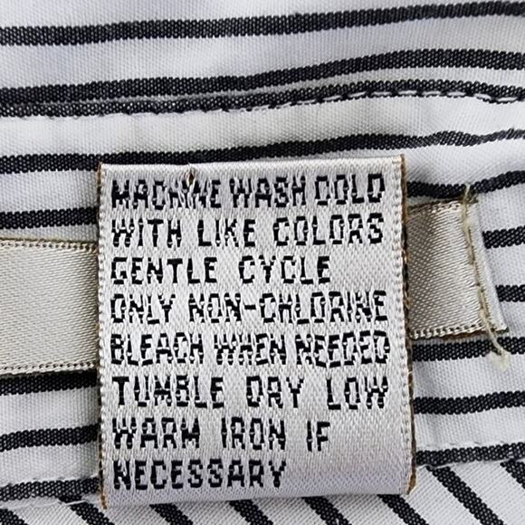 VTG Edward Striped Long Sleeve Blouse Black plastic Rhinestone Buttons W Medium - Picture 8 of 11